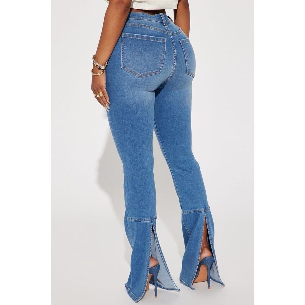 Fashion Nova Women's Plus Sz 22 Blue Brooklyn Stretch‎ Slit Hem Bootcut Stretch